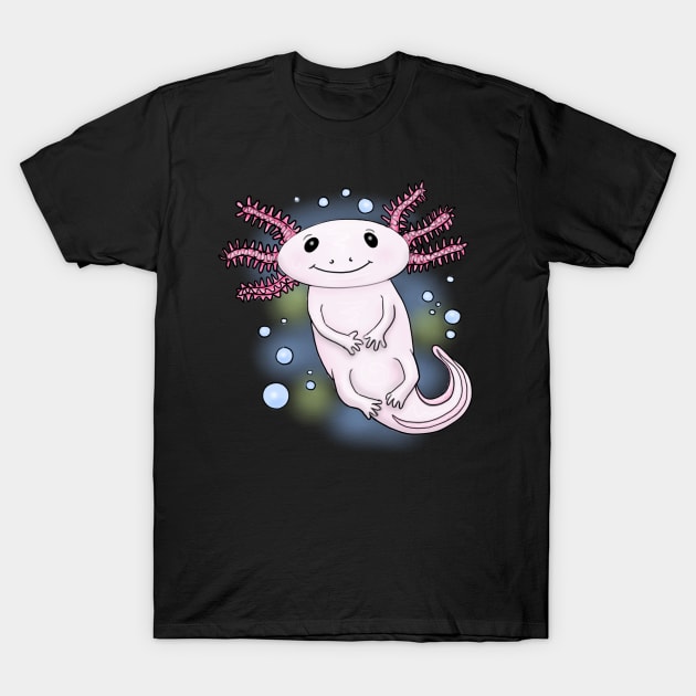 Cute pink baby axolotyl cartoon T-Shirt by FrogFactory